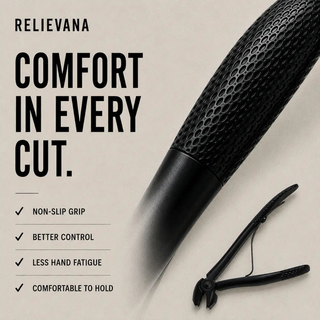 Relievana ergonomic nail clipper with comfortable non-slip grip