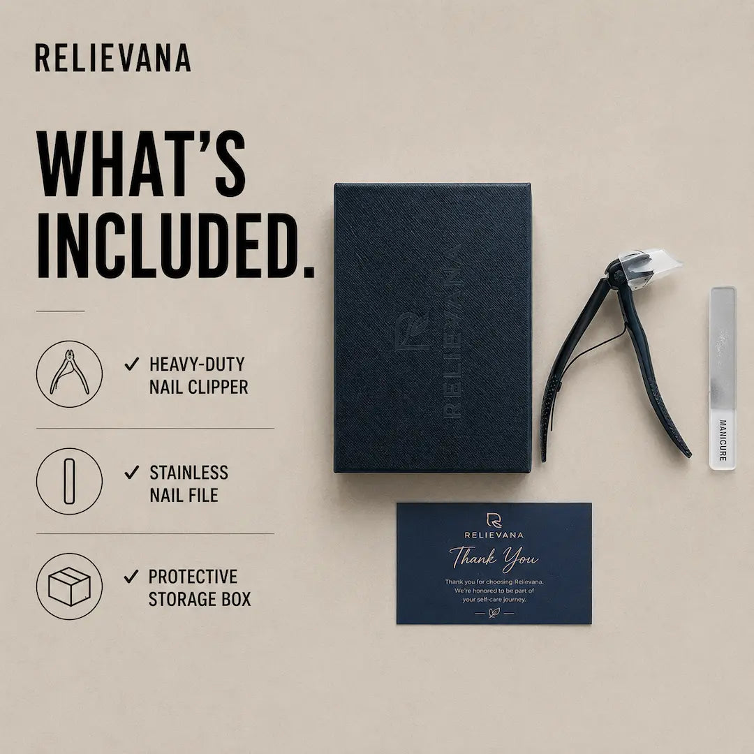 Relievana Premium Nail Clipper Set with nail clipper, nail file and storage box